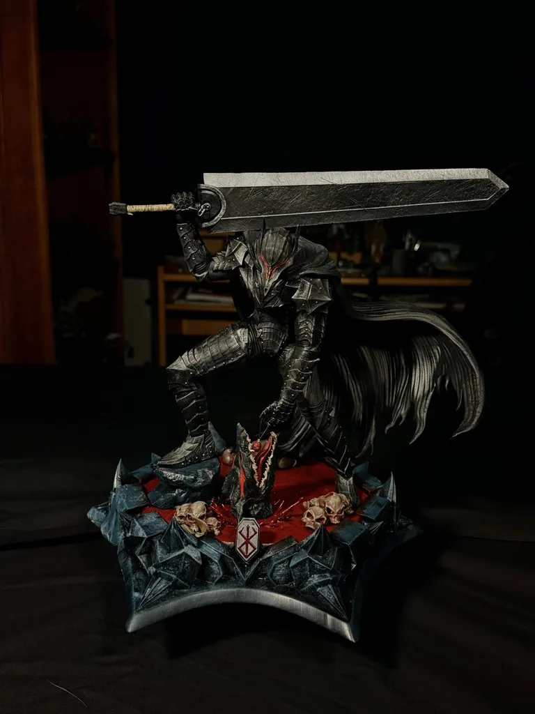 Figurine de Guts en armure du Berserker (Berserk), peinte à la main par Wargame Adventure